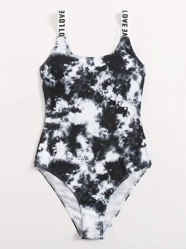 Dame one-piece badedragt med moderigtig tie-dye mønster Skovae