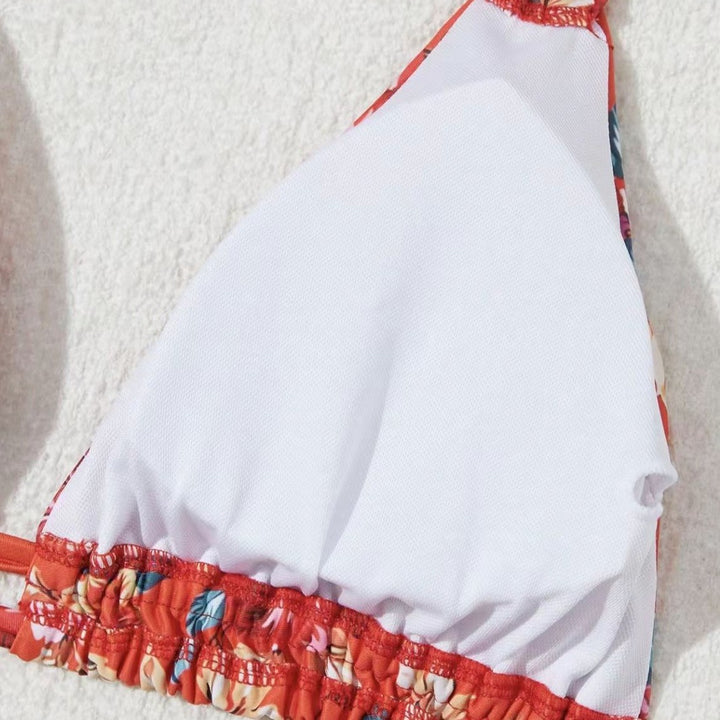 Femme Justerbart Bindebånd Blomsterdesign Bikini-Sæt Stilla