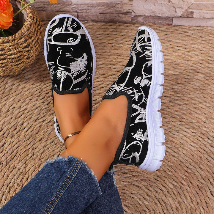 Dame Slip-On Sneakers med kunstnerisk design og skridsikker sål Stilla