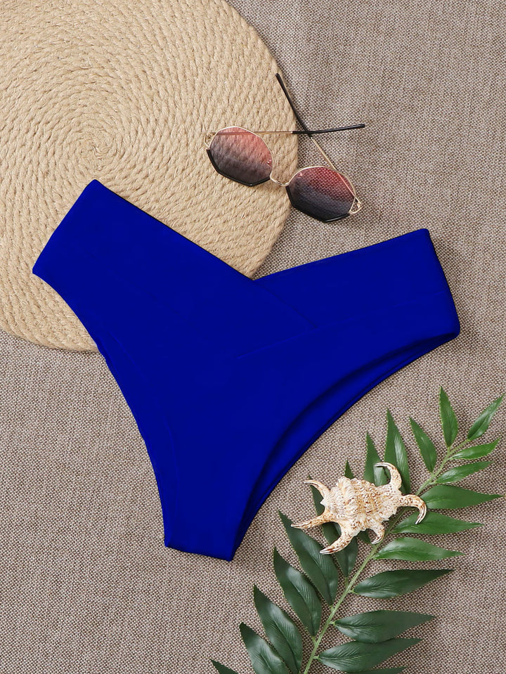 Dame bikini slip med høj talje og elegant V-udskæring Skovae