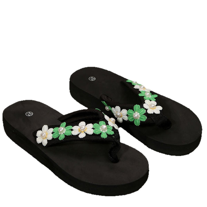 Damer sandal med blomsterdekoration og komfortabelt fodseng Stilla