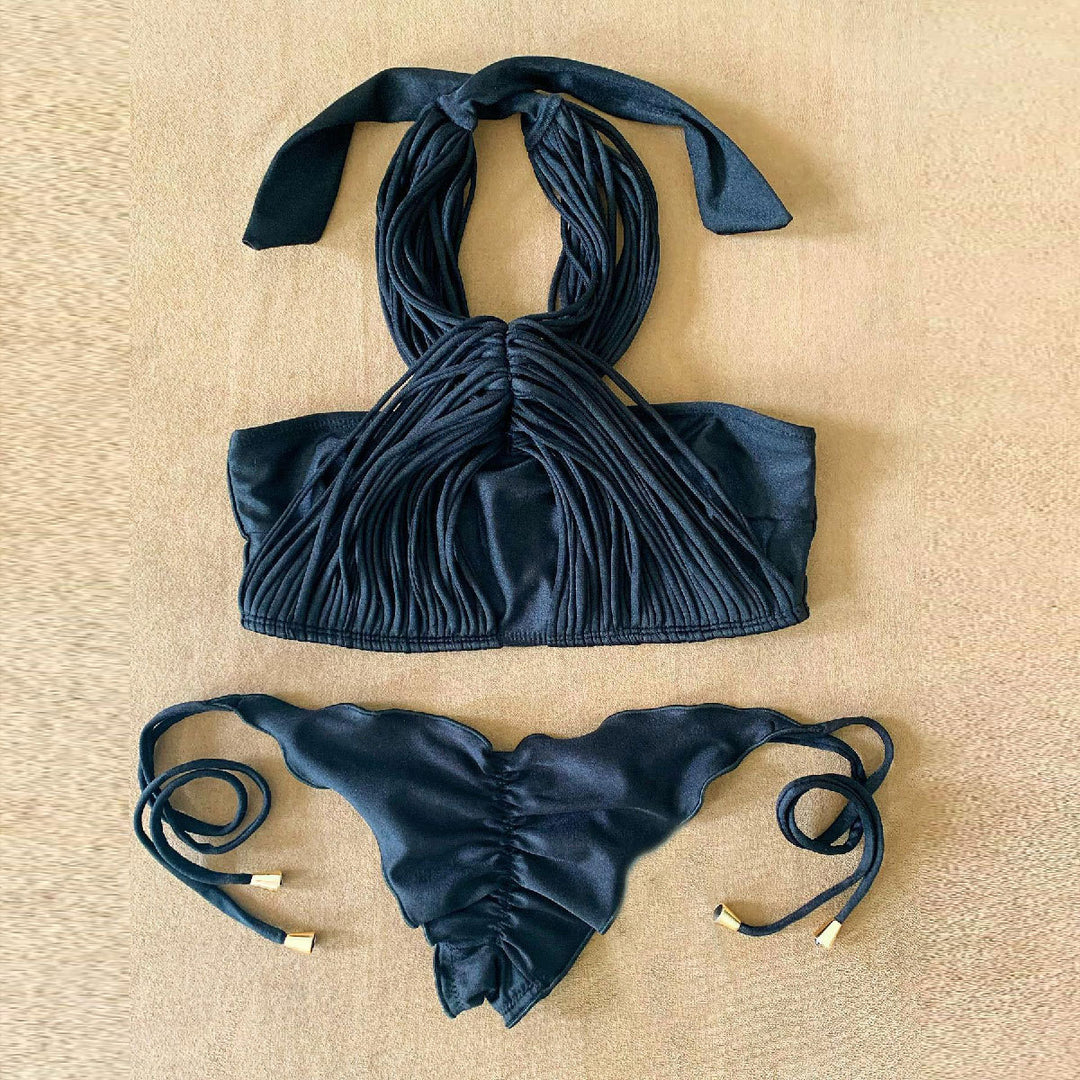 Dame Bikini-sæt med raffineret flæsedetalje og sexede bindebånd Stilla