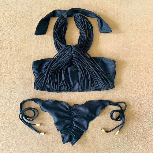 Dame Bikini-sæt med raffineret flæsedetalje og sexede bindebånd Stilla