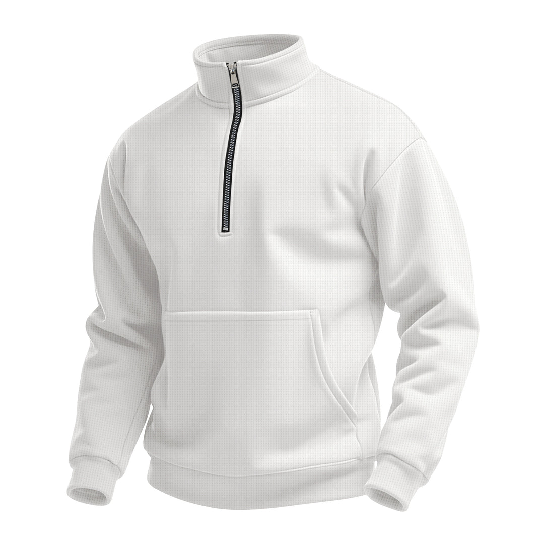 Herrer fleece-pullover med stålkrave og lynlås Stilla
