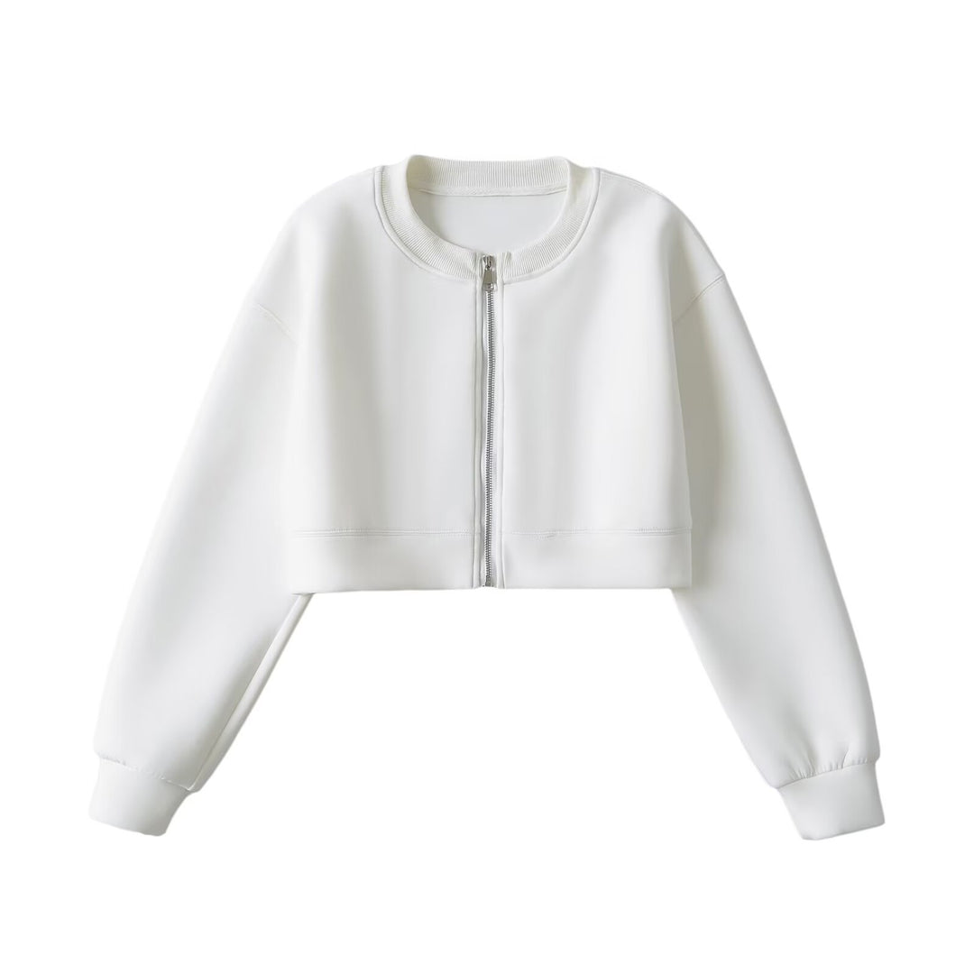 Dame cropped Sweatjakke med praktisk lynlås og afslappet skærep Stilla