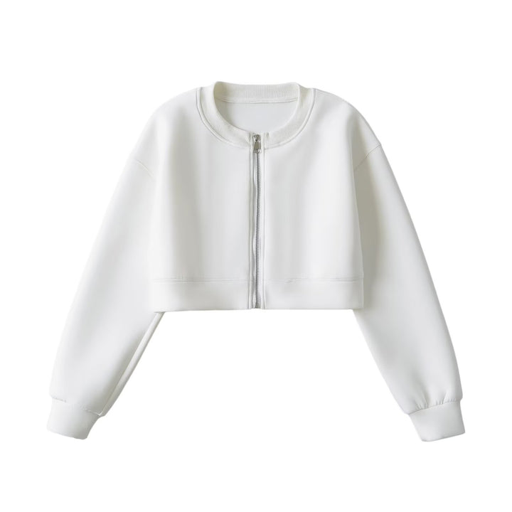 Dame cropped Sweatjakke med praktisk lynlås og afslappet skærep Stilla