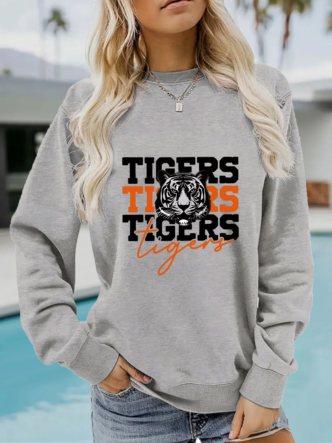 Kvinders trøje med animalistisk tigerdesign og afslappet pasform Stilla