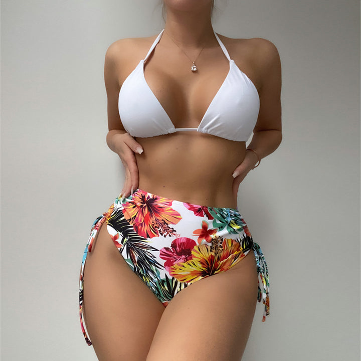 Dame Højtaljet Bikini med blomster Cover-Up Skovae