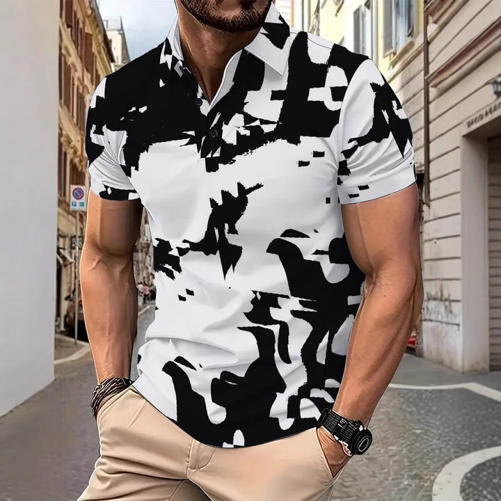 Herrer polo t-shirt i moderne monochrom design med åndbare egenskaber Stilla