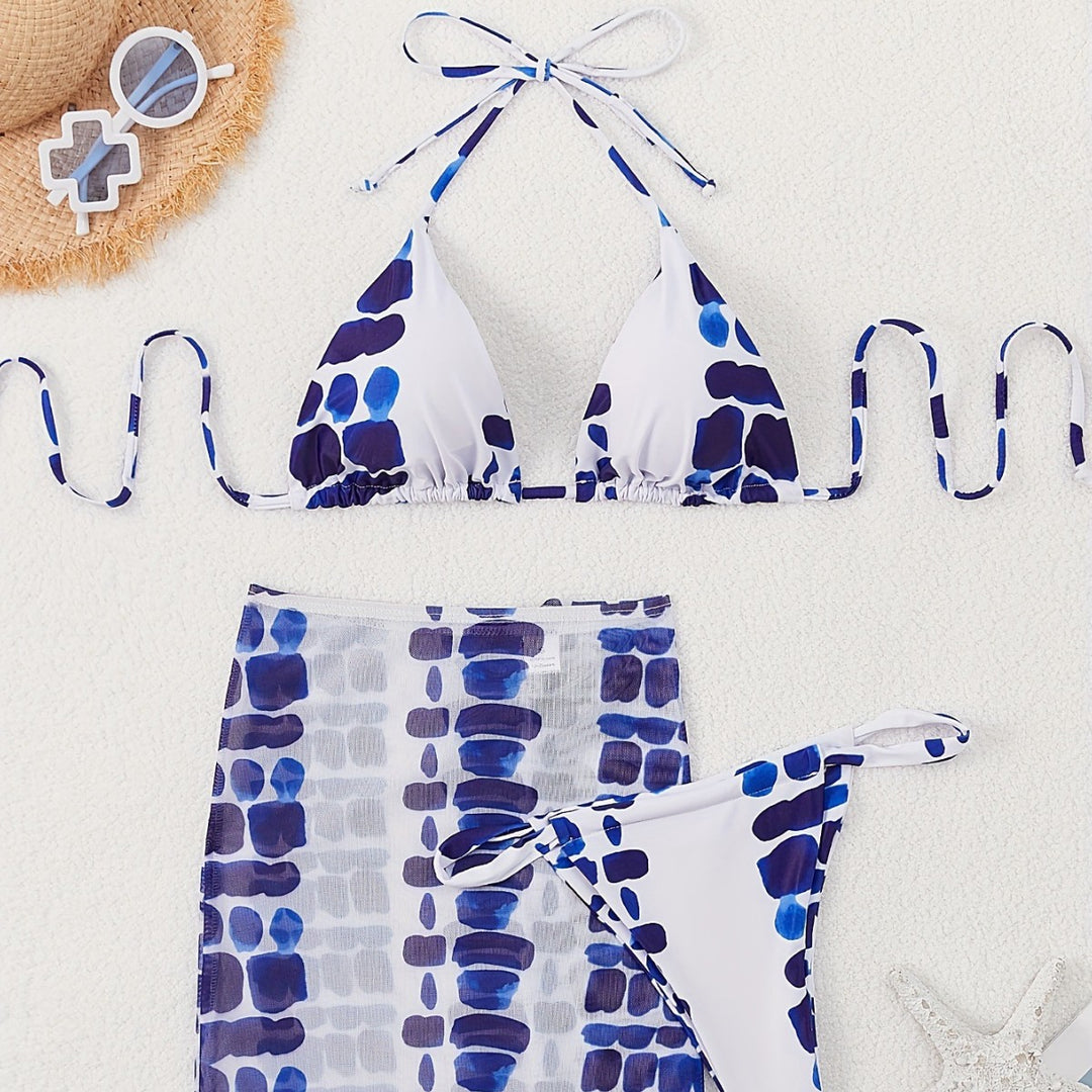 Dame Triangel-Bikini med fashionable overrock Stilla