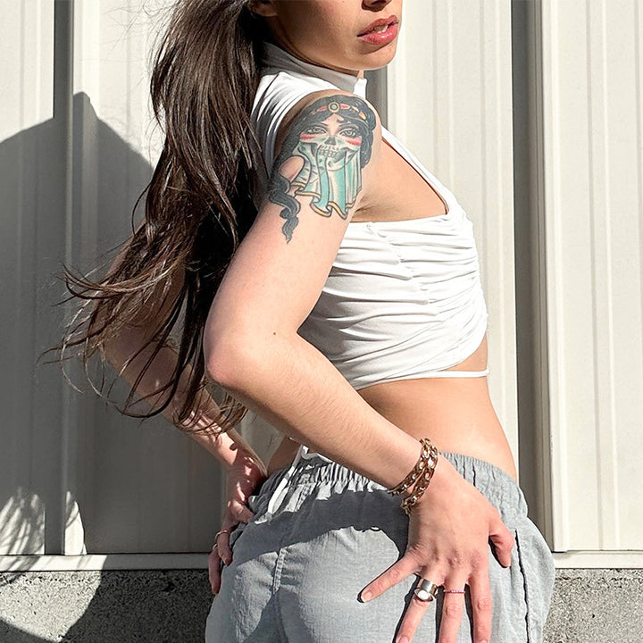Femme Stilfuldt Rynket Crop Top Stilla