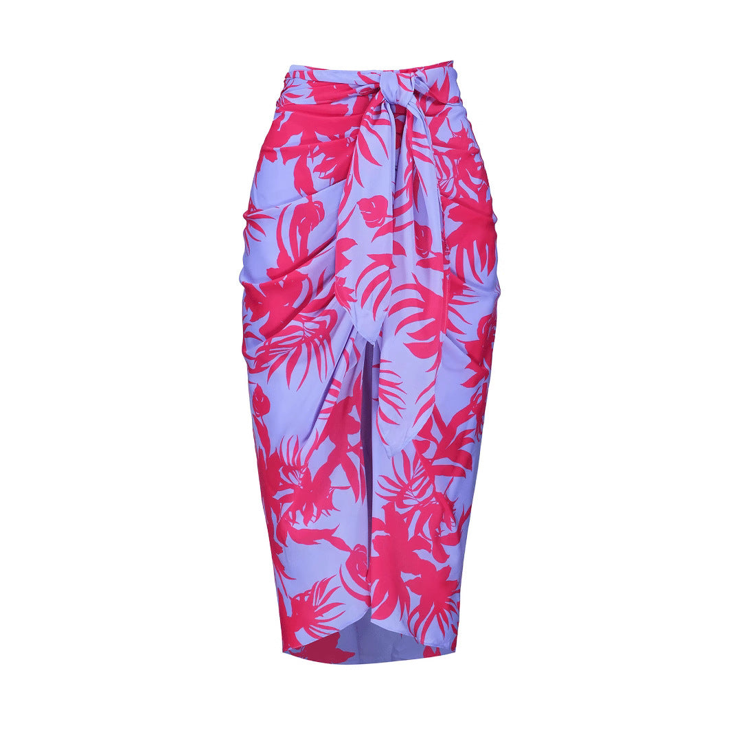 Dame chiffon nederdel med florale mønstre og asymmetrisk kant Stilla