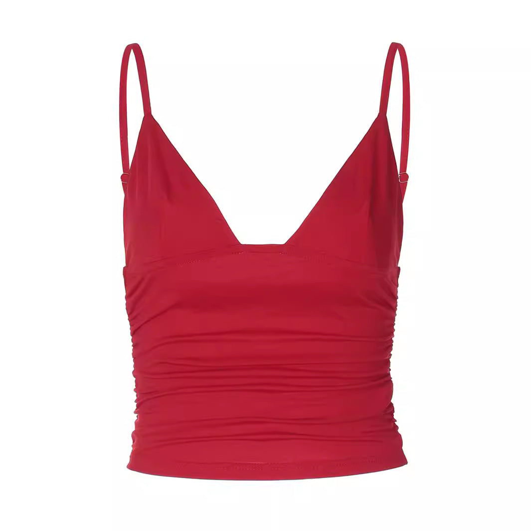 Dame figurtilpasset bodice-top med V-hals og fin indsnøring Skovae