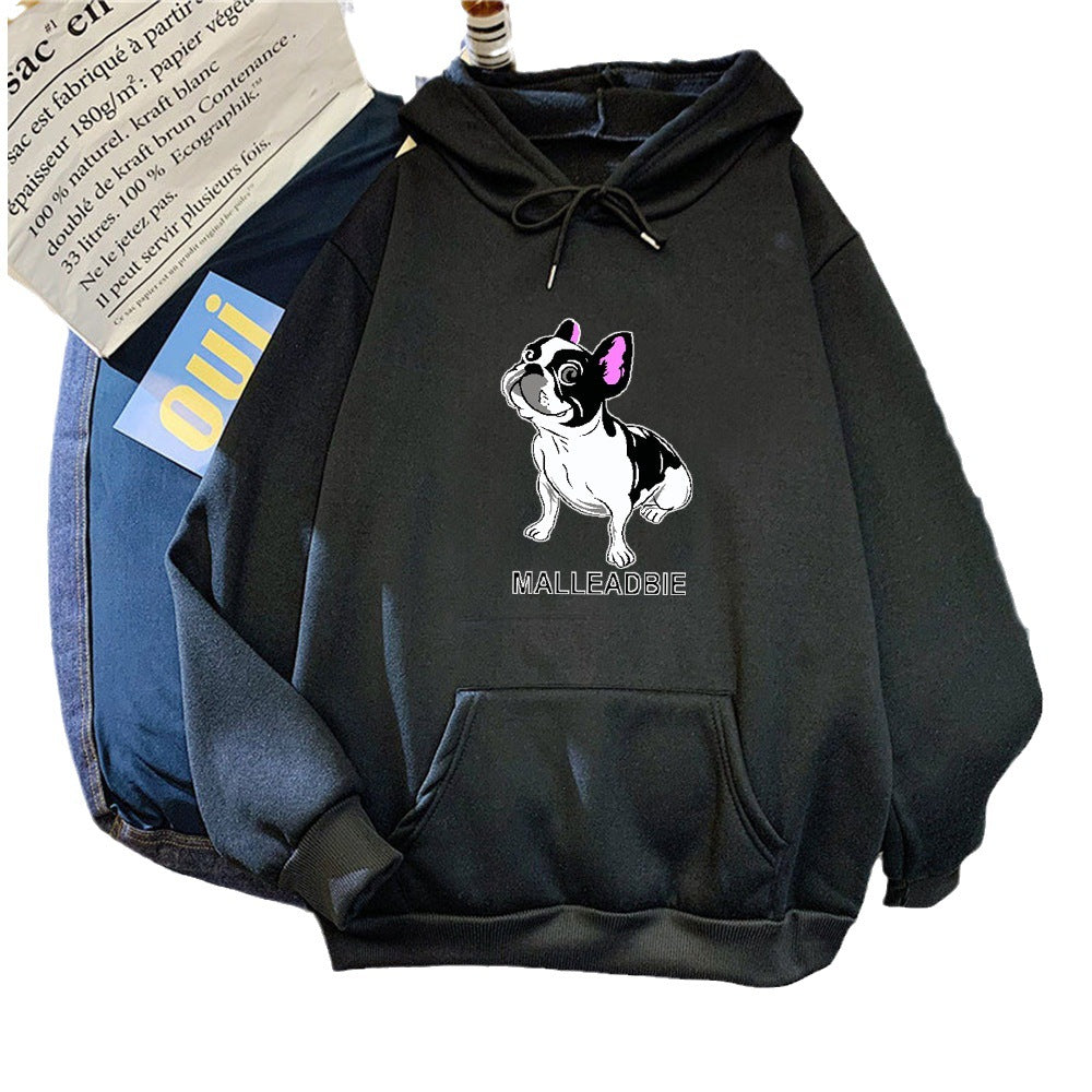 Kvinders hoodie med kreativt fransk bulldogdesign Skovae