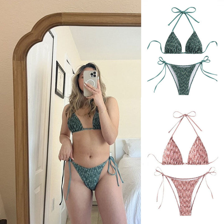 Dame trekant-bikini med raffineret bindedesign Skovae
