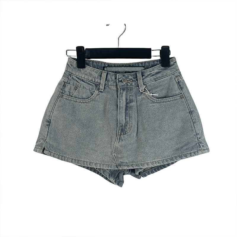 Dame Vintage Jeansshorts med høj talje og sidelommer Stilla