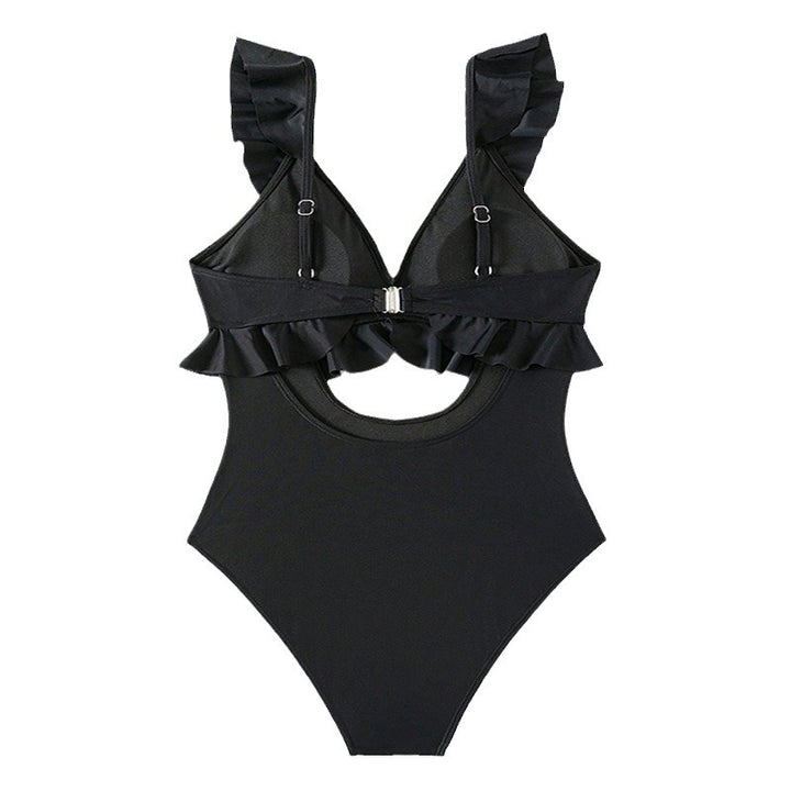 Dame One-piece badedragt med flæser og cut-out detaljer