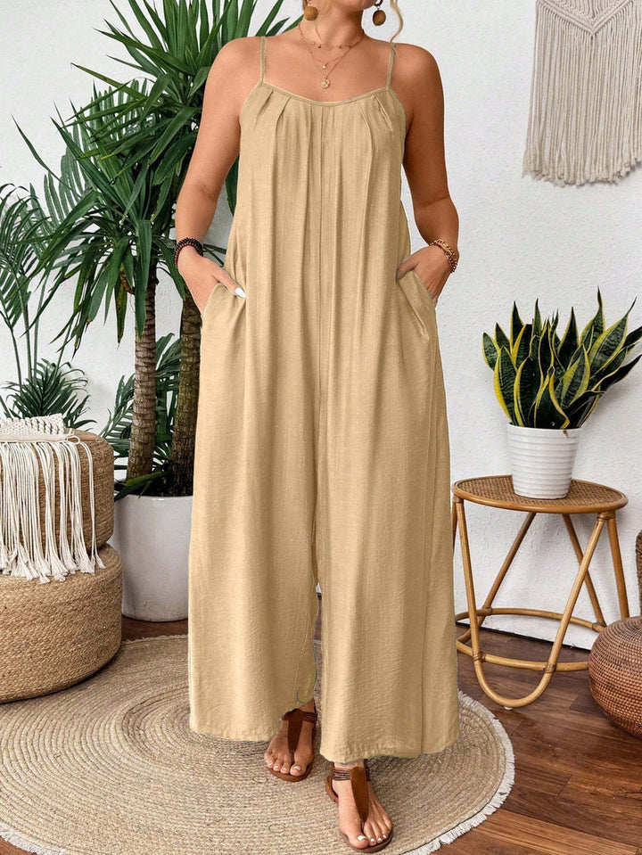 Dame luftig Jumpsuit med smalle spaghetti stropper og sidelommer Skovae
