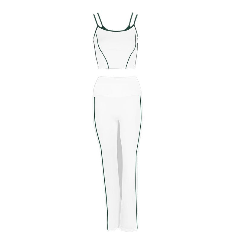 Dame Sporty To-Delt Sæt med stilfuld Crop-Top og løse Leggings Skovae