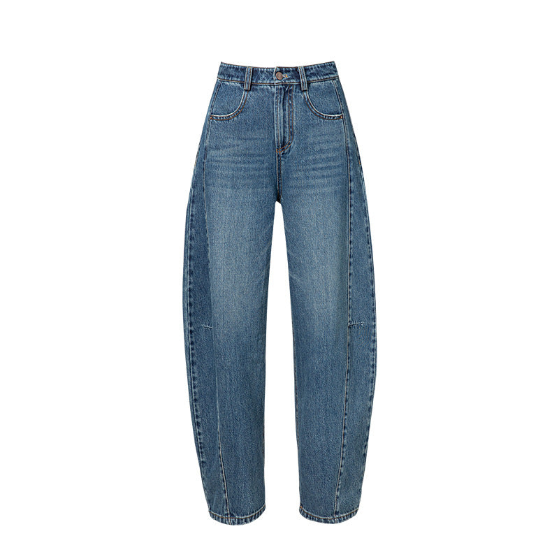 Dame overStørrelse Jeans i afslappet snit med høj talje og fem lommer Stilla