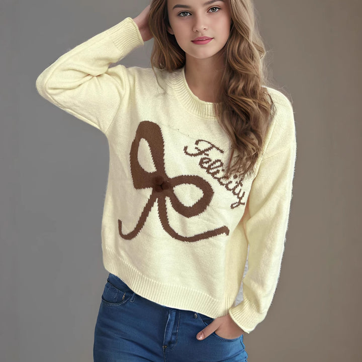 Kvinders afslappede sweater med legende sløjfe motiv og blødt materiale Stilla