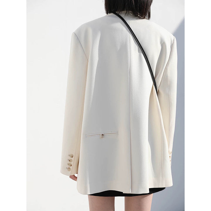 Dame elegant oversized Blazer med dobbelt knaplukning og struktureret design Stilla
