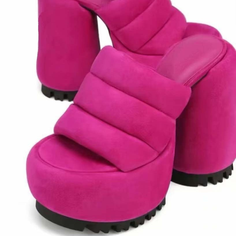 Femme Chunky Platform Slide Sandaler med polstrede remme Stilla