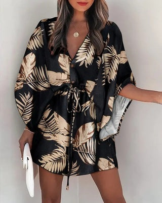 Dame Floral Trykt Kimono Kjole Stilla