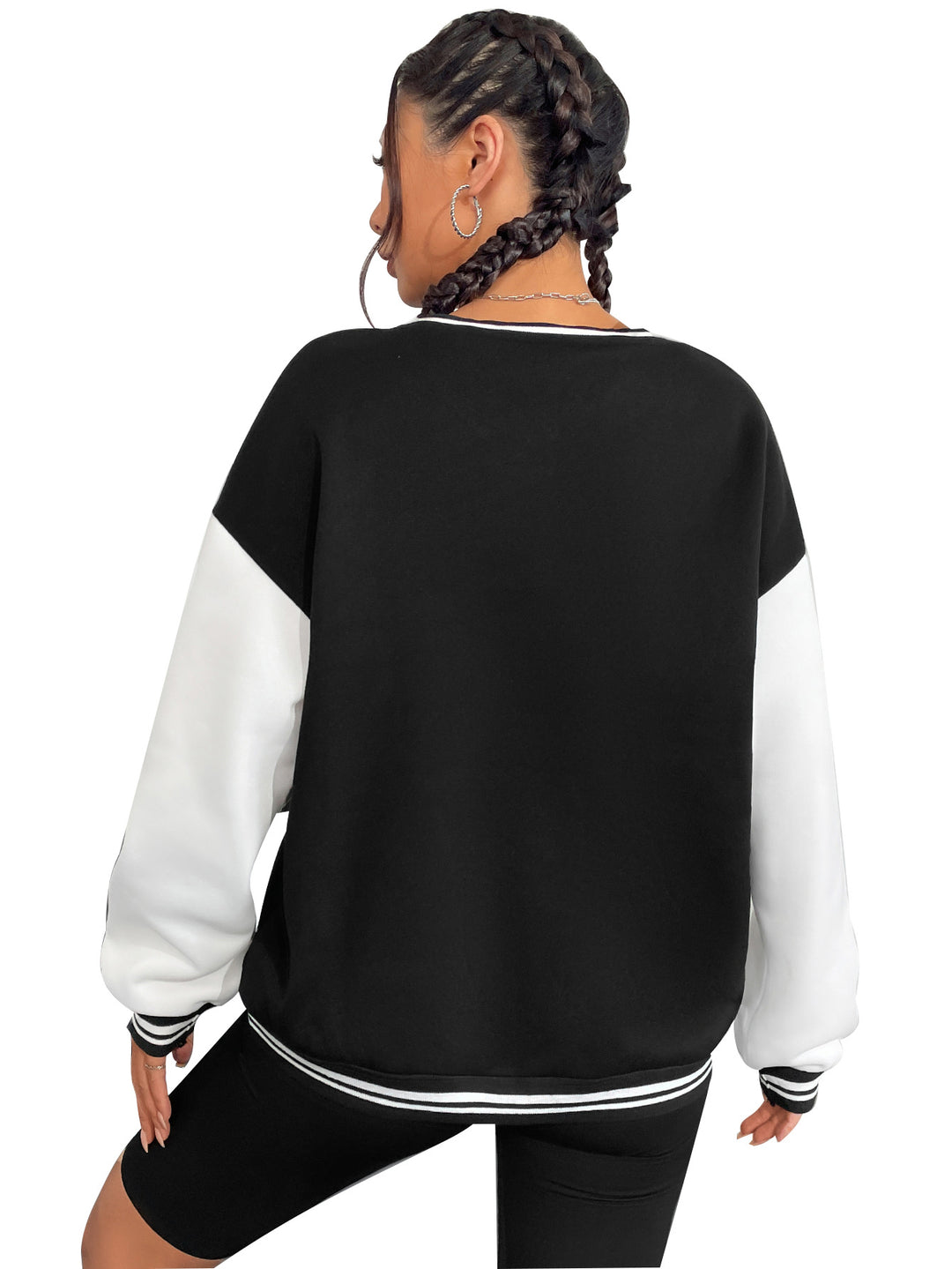 Kvinders casual sweatshirts med V-hals og sporty bogstaver Stilla
