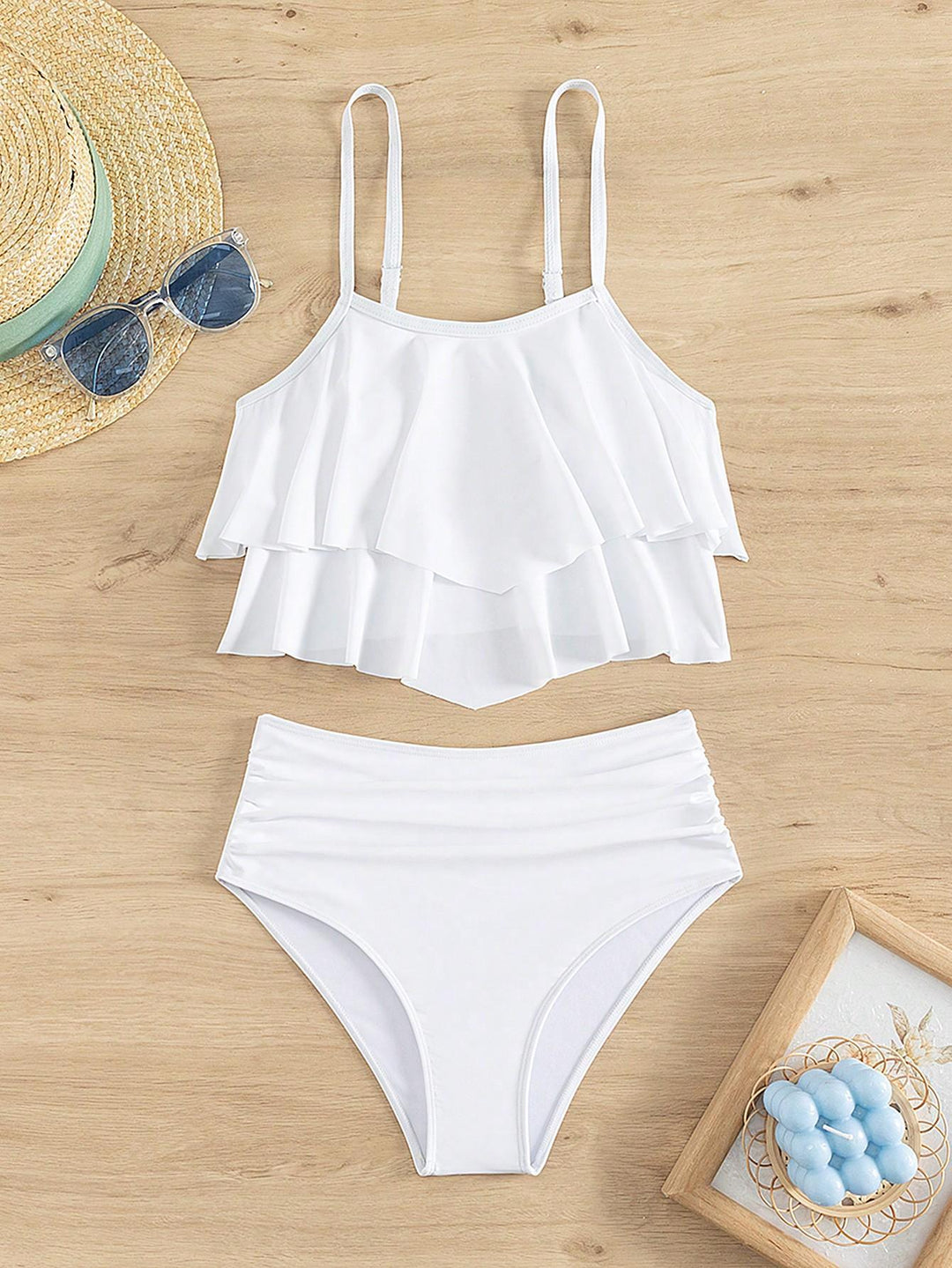 Dame bikini sæt med voluminøst flæse design Skovae