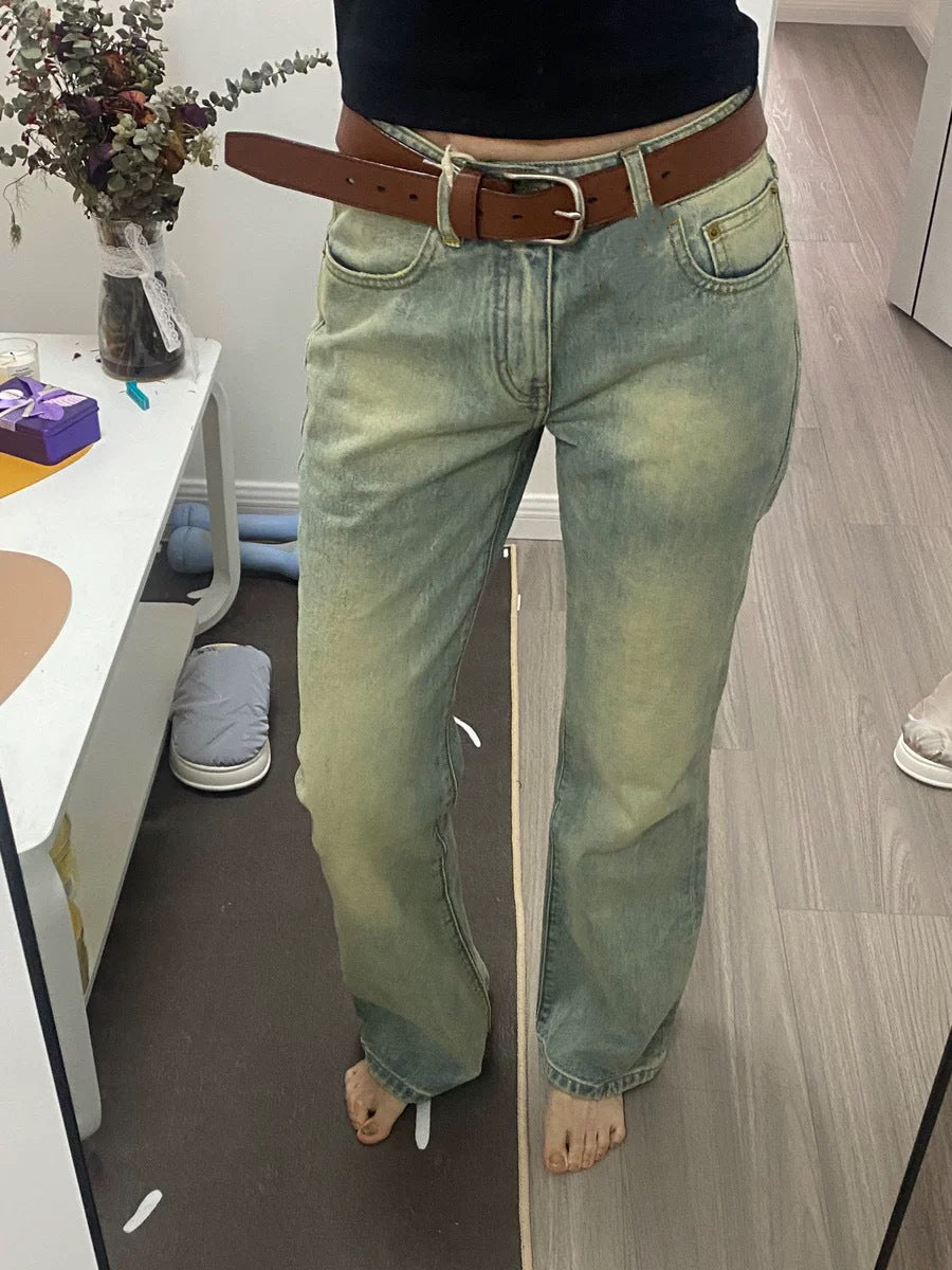 Dame Premium High-Waist Jeans i afslappet snit med vintage-effekt Stilla