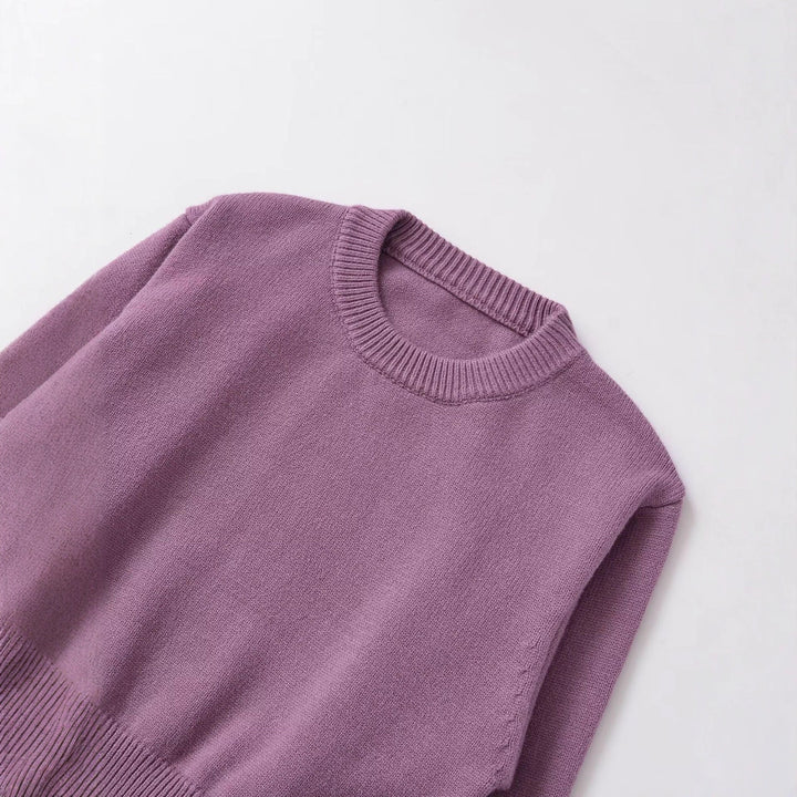 Dame afslappet strikket pullover med hængende skuldre og elastisk kant Stilla