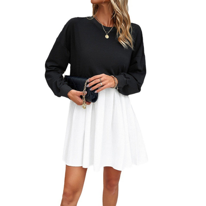 Dame sweatshirtkjole med vidde skørt og elegante puffærmer Stilla