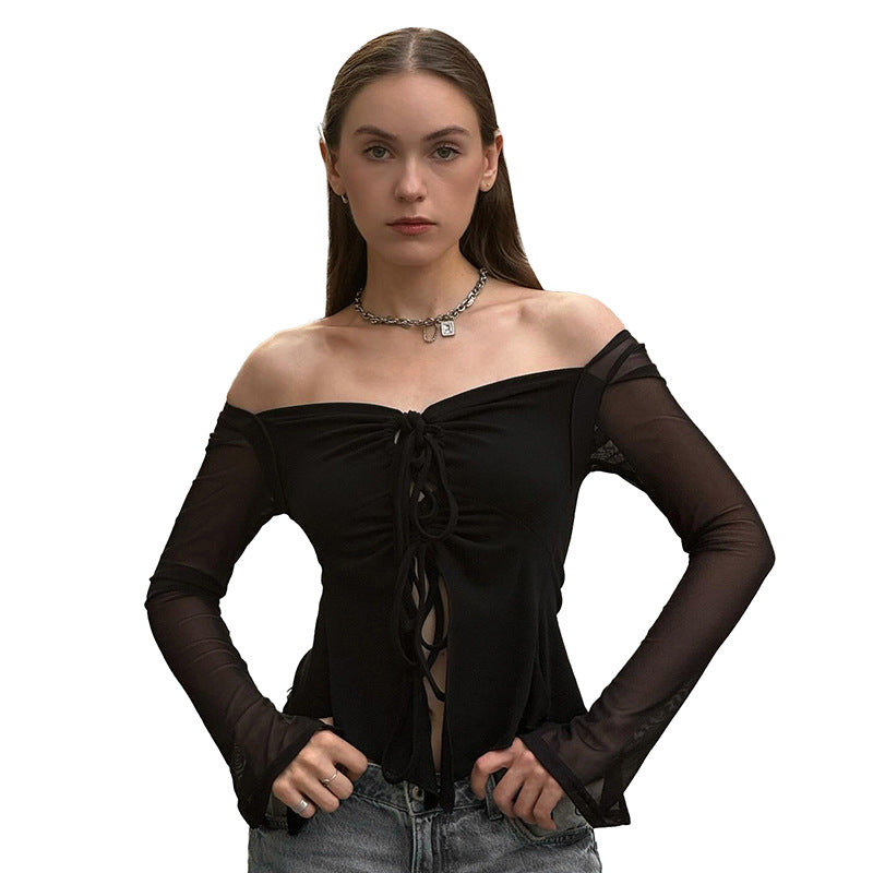 Femme Sheer Langærmet Peplum Skjorte Stilla