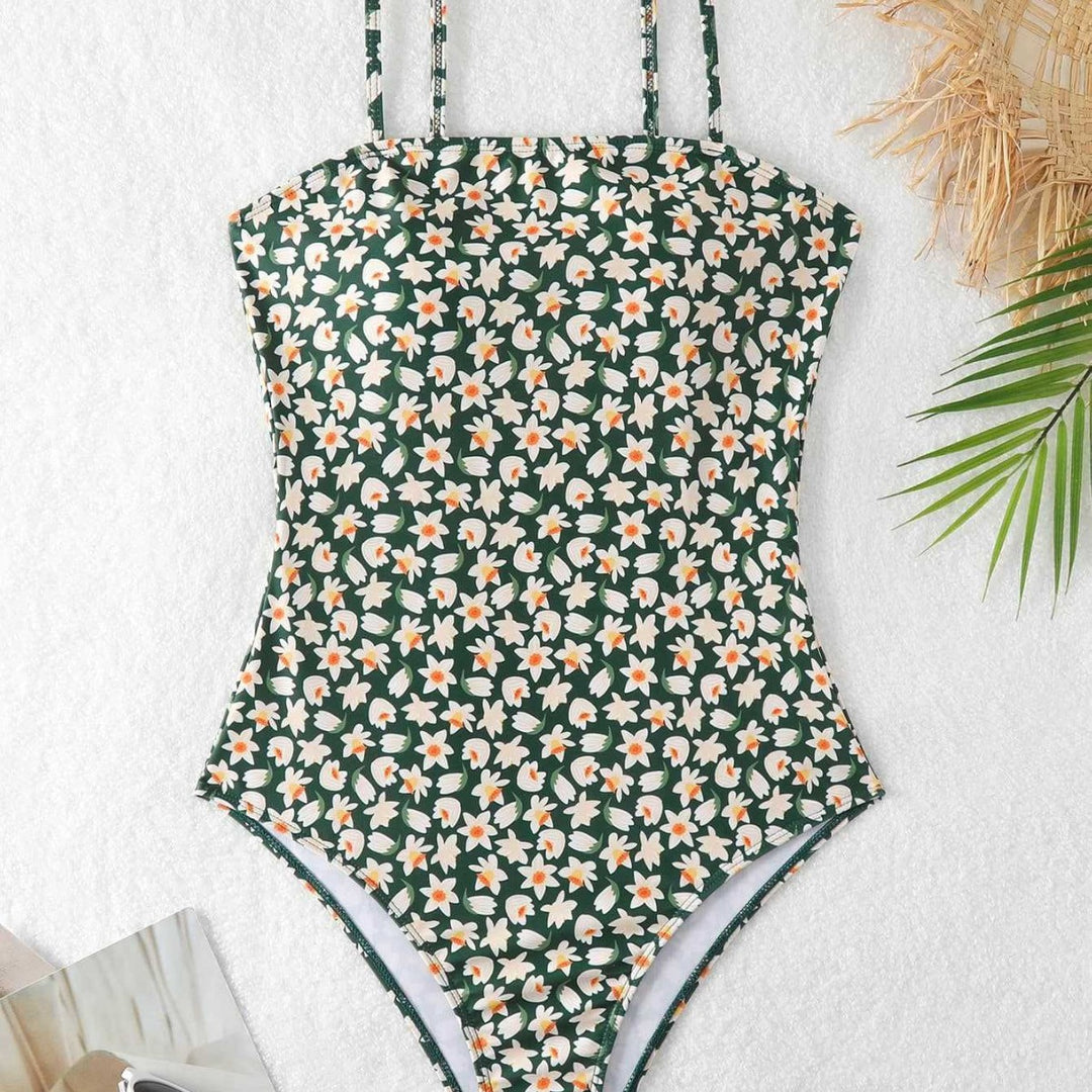 Dame Én-Delet Badedragt med Floral Design og Justerbare Stropper Skovae