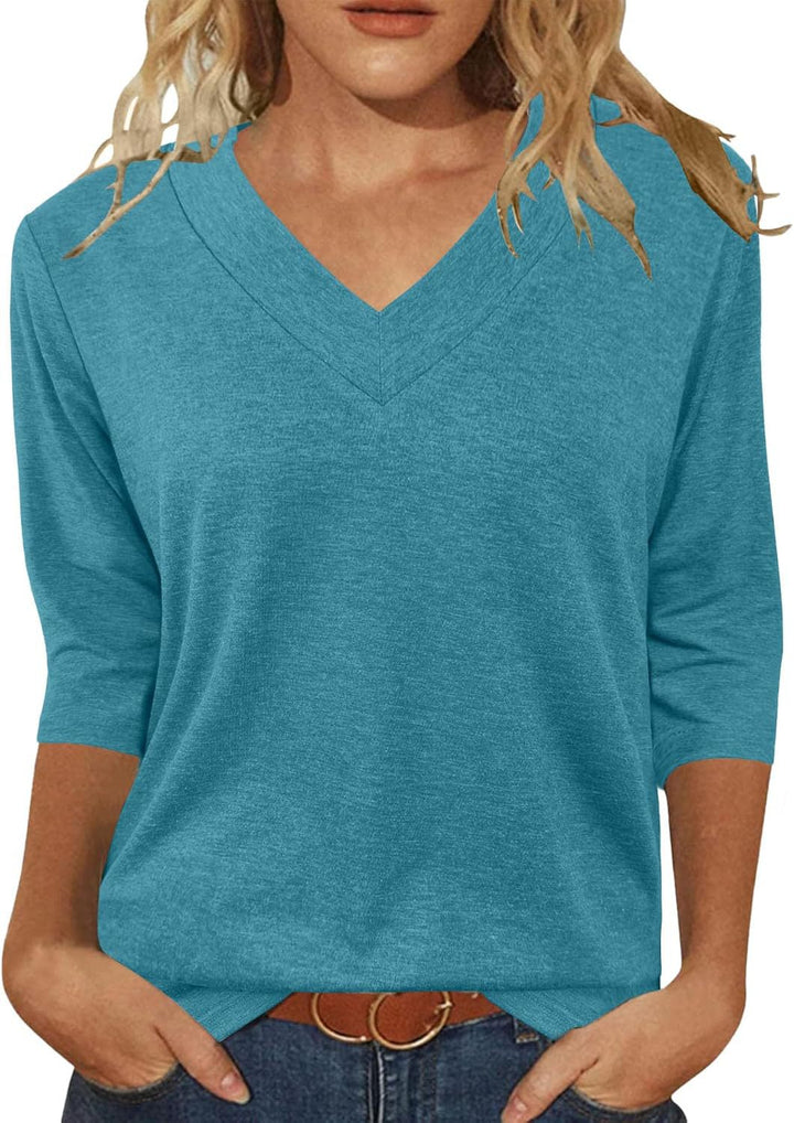 Dame Relaxed Fit V-Udskærings Top Stilla