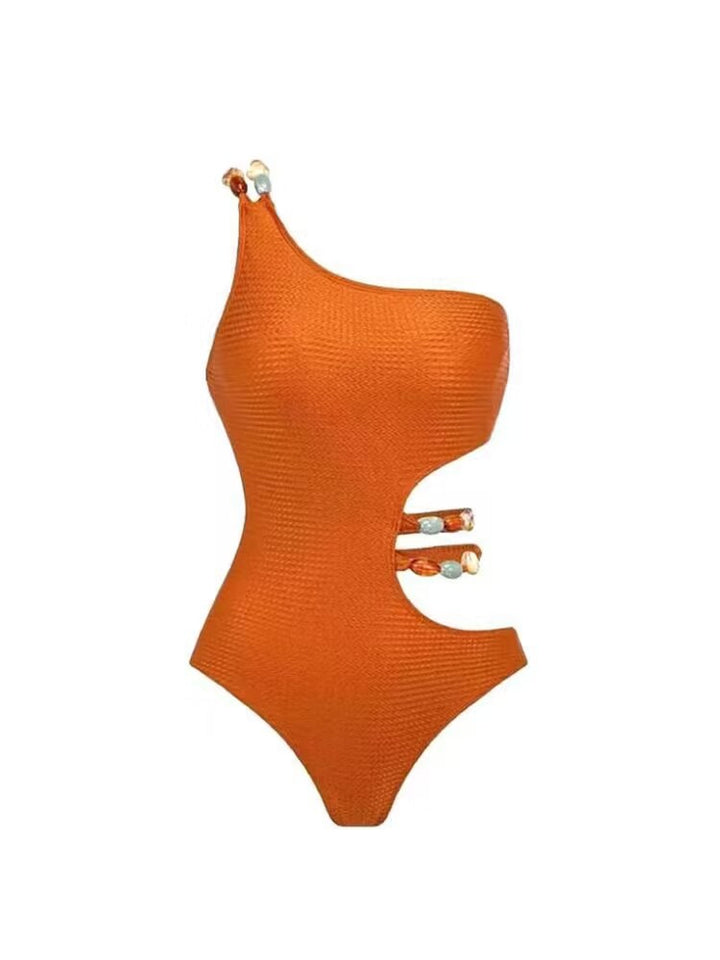 Dame badedragt sæt med asymmetrisk top og elegant sarong Skovae