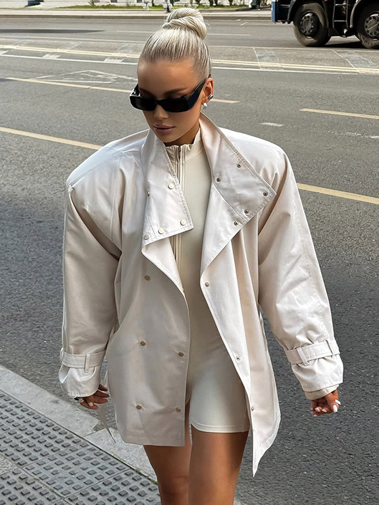 Dame oversized trenchcoat med dobbelt krave Stilla