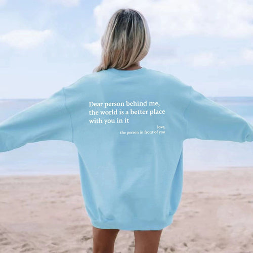 Kvinders sweatshirt med inspirerende skrift Skovae