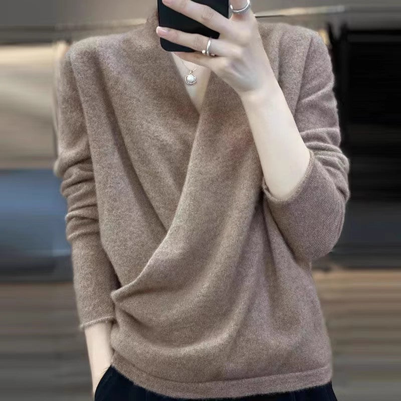 Dame omslagstrøje i blødt cashmere-mix Stilla