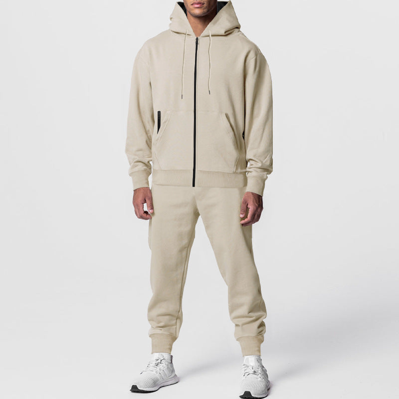 Herren nan urban zip hoodie med kængurulomme og konisk tapered joggingbukser sæt Skovae