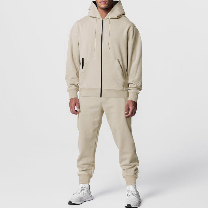 Herren nan urban zip hoodie med kængurulomme og konisk tapered joggingbukser sæt Skovae