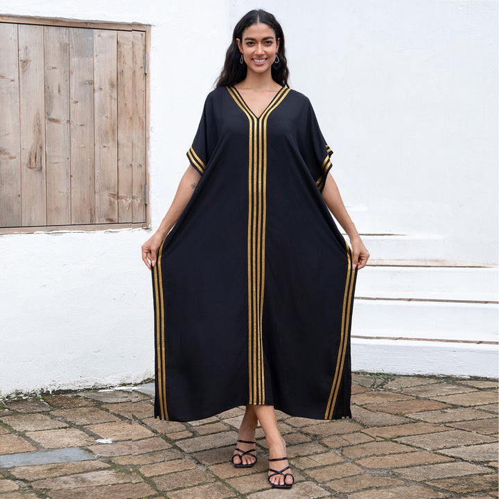 Dame Kaftan med elegant V-udskæring og iøjnefaldende accenter Stilla
