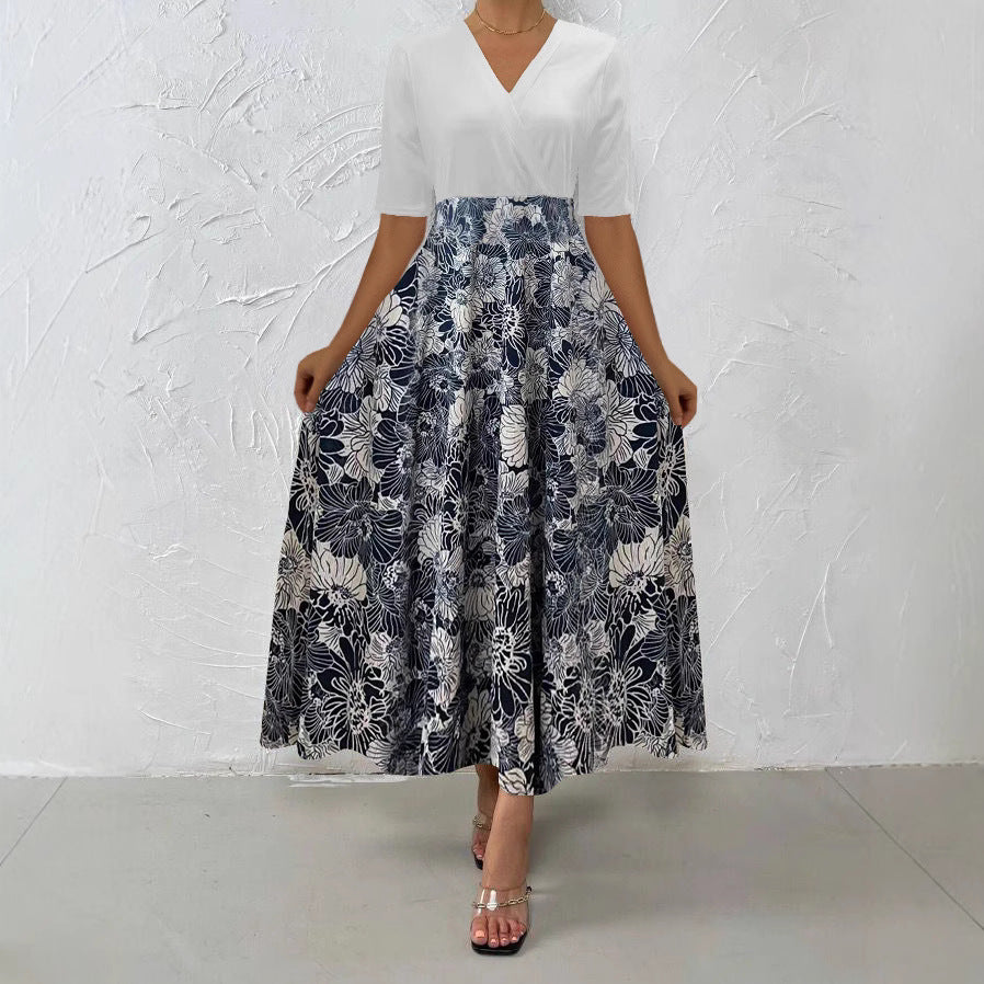 Dame Maxikjole med blomstret design og elegant indpakningseffekt Stilla