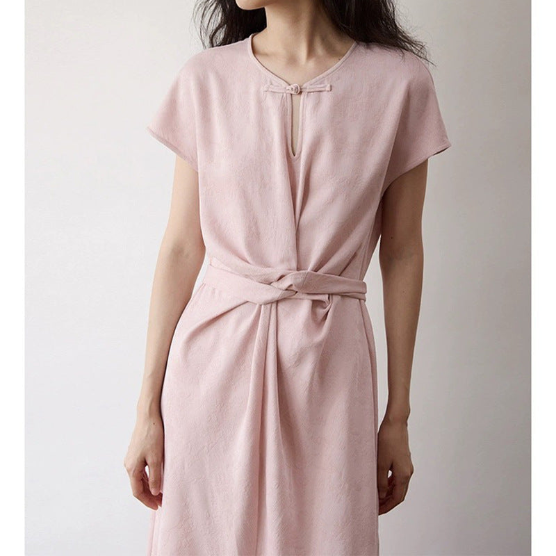 Dame elegant wrap top med dekorativ knude og struktureret stof Stilla