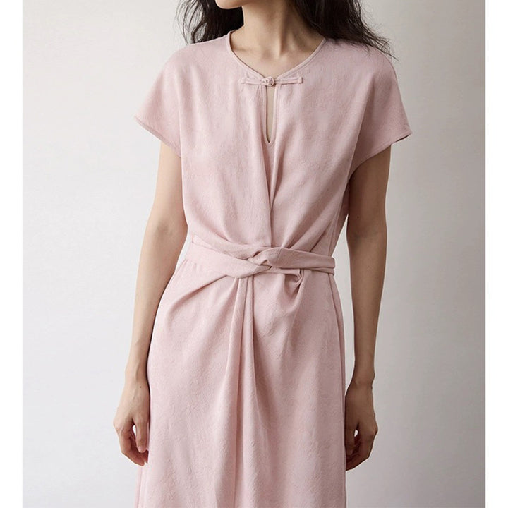 Dame elegant wrap top med dekorativ knude og struktureret stof Stilla
