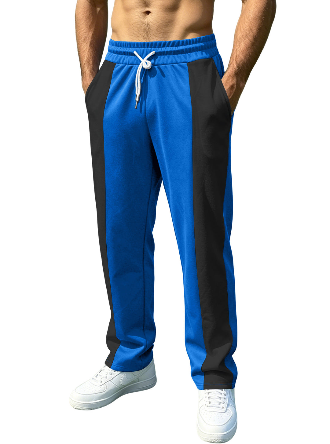 Herren nan sporty joggingbukser med kontrast-sidede indsatser, elastisk talje, snoretræk og sidelommer Skovae