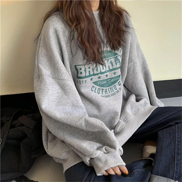 Femme Plus Size Grafisk Sweatshirt Stilla 1747901766