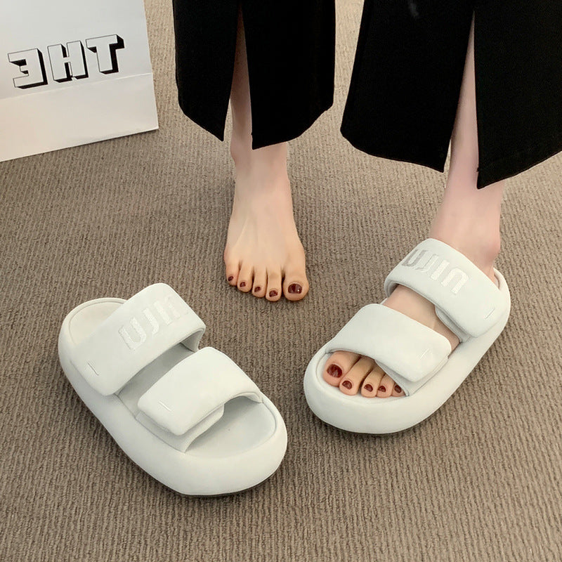 Femme Let Slip-On Slide Sandaler med justerbare Remme Stilla