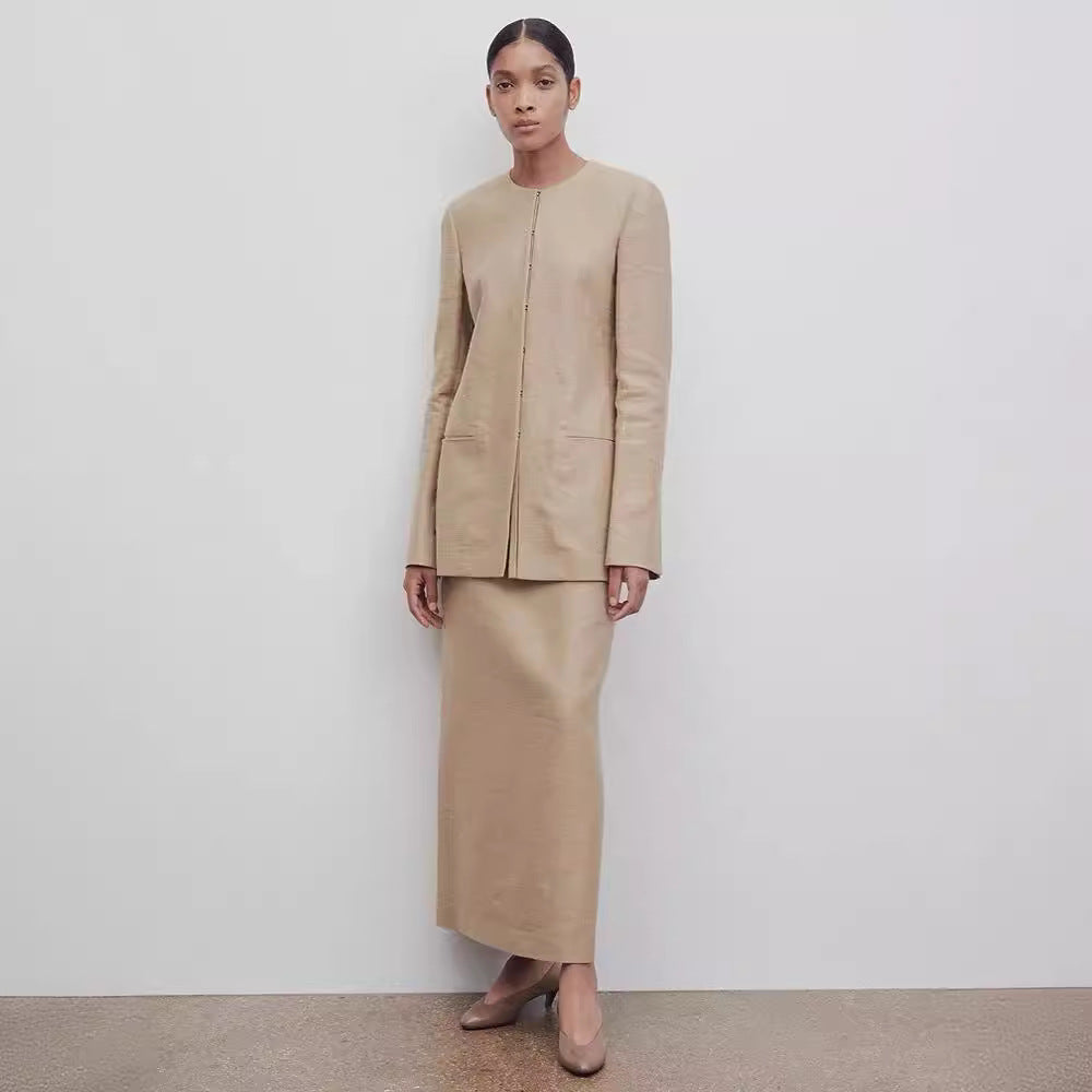 Dame elegant og moderne To-i-én blazer-nederdel-sæt Stilla
